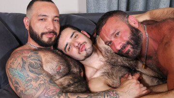 Hairy stepdad keeps ass fucking the young stepson even after he comes