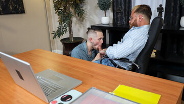 Alluring boy gets ass fucked over the desk by his big stepdad