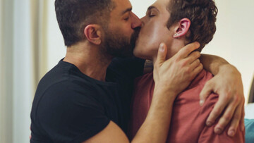 Classy men pose naked when they collide their big dicks in a special treat