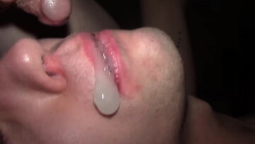 Slutty twink gets spit-roasted and covered in hot cum