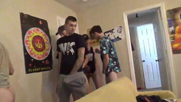 Cum and dick won't be swapped, there's only one slut gangbanged