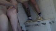 Wild guys with hard dicks fucking in the restroom