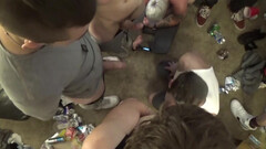 Twinks enjoys painting stripes of possession at a party