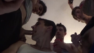 Twinks enjoys painting stripes of possession at a party