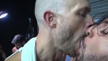 Loud moans in a group sex scene set at an army base